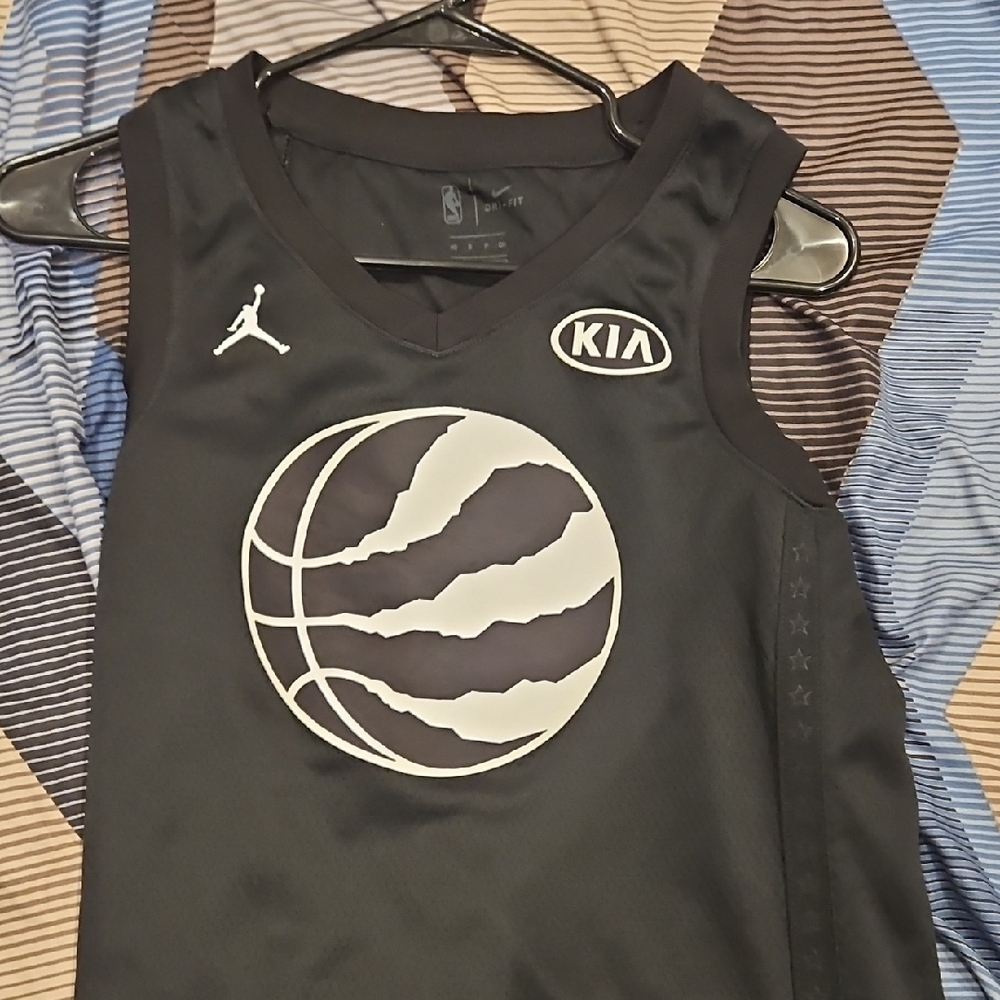 Nike Black Mens Kia Raptors Derozan Basketball Reflective Jersey